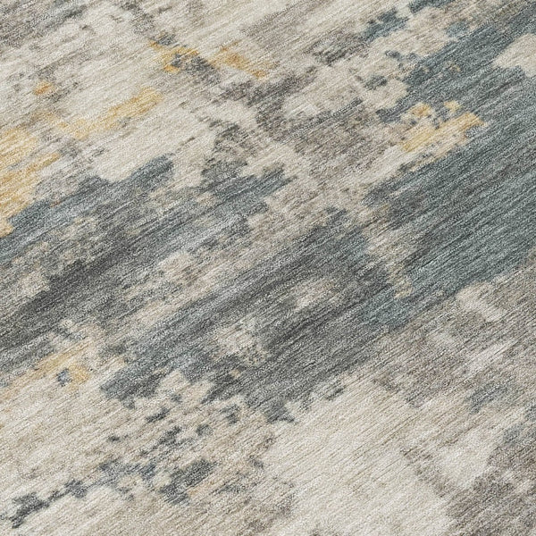 HomeRoots 8' Round Abstract Area Rug in Artichoke Green, Gold & Ivory - Durable, Washable & Stylish for Indoors/Outdoors 688905