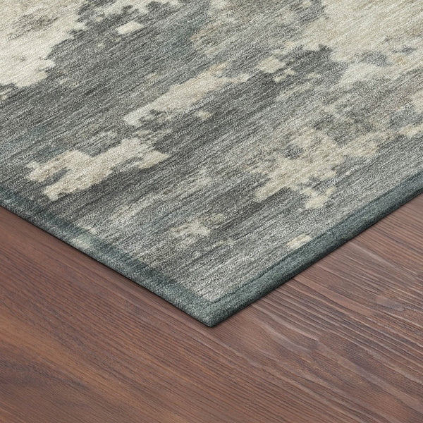 HomeRoots 8' X 10' Stylish Artichoke Green Gold Ivory Abstract Washable Rug for Indoor & Outdoor Spaces 688906