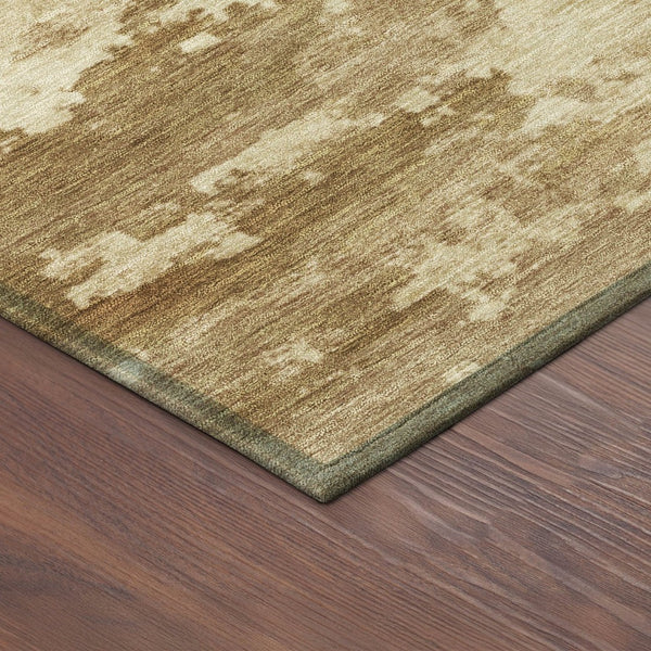 HomeRoots 8' Brown and Beige Round Abstract Rug - Washable, Durable Design for Indoor & Outdoor Use, Versatile Decor 688911