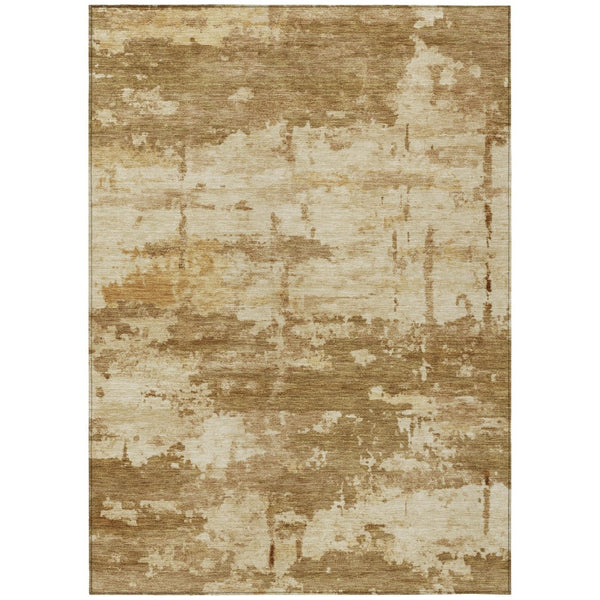 HomeRoots 8' X 10' Brown and Beige Abstract Area Rug – Durable, Washable, Indoor/Outdoor, Stylish & Versatile! 688912