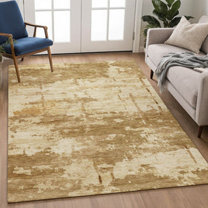 HomeRoots 8' X 10' Brown and Beige Abstract Area Rug – Durable, Washable, Indoor/Outdoor, Stylish & Versatile! 688912