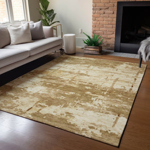 HomeRoots 8' X 10' Brown and Beige Abstract Area Rug – Durable, Washable, Indoor/Outdoor, Stylish & Versatile! 688912
