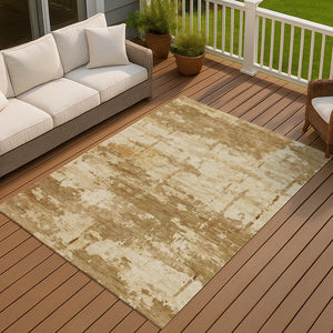 HomeRoots 9' X 12' Brown Abstract Area Rug - Washable, Durable, Versatile Design for Indoor & Outdoor Spaces 688913
