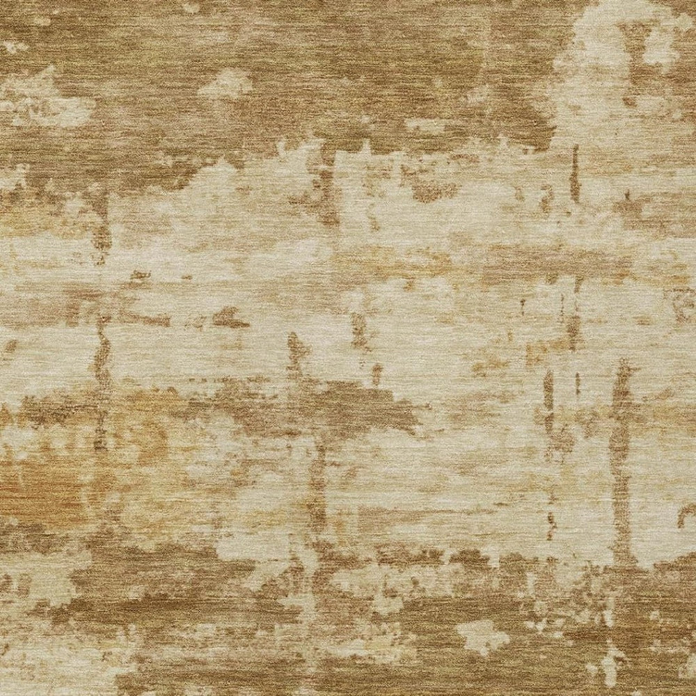 HomeRoots 10' Brown and Beige Abstract Washable Area Rug - Versatile Indoor/Outdoor Design for Any Space 688914