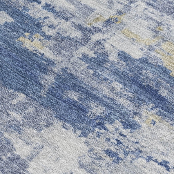 HomeRoots 5' Navy Blue and Ivory Abstract Area Rug - Washable, Durable Design for Indoor and Outdoor Spaces 688916