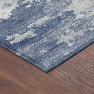 HomeRoots 8' X 10' Navy Blue and Ivory Abstract Rug - Durable, Washable Design for Indoor & Outdoor Spaces 688918