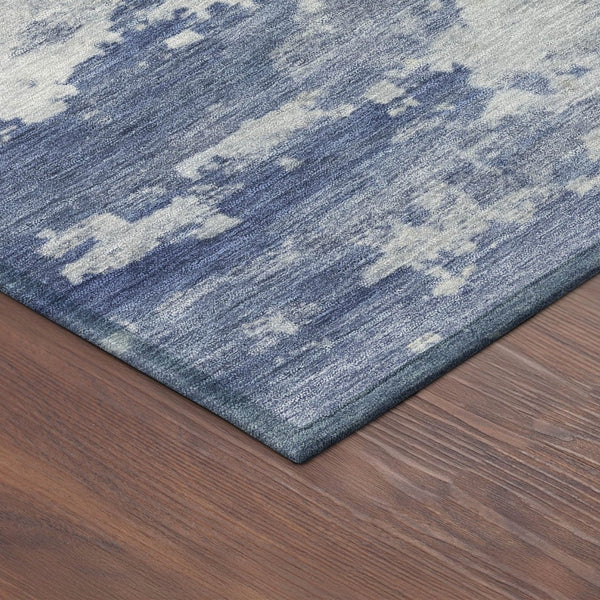 HomeRoots 8' X 10' Navy Blue and Ivory Abstract Rug - Durable, Washable Design for Indoor & Outdoor Spaces 688918