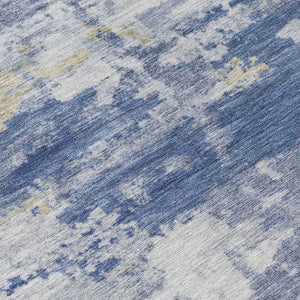 HomeRoots 8' X 10' Navy Blue and Ivory Abstract Rug - Durable, Washable Design for Indoor & Outdoor Spaces 688918