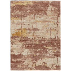 HomeRoots 5' Modern Abstract Rust and Beige Washable Area Rug for Indoor/Outdoor Use – Durable and Stylish! 688922