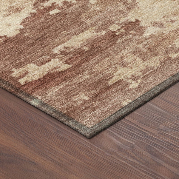 HomeRoots 5' Modern Abstract Rust and Beige Washable Area Rug for Indoor/Outdoor Use – Durable and Stylish! 688922