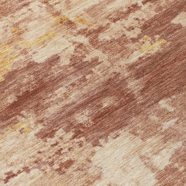 HomeRoots 5' Modern Abstract Rust and Beige Washable Area Rug for Indoor/Outdoor Use – Durable and Stylish! 688922