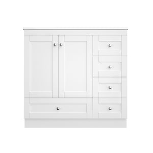 English Elm 36 36" Modern Shaker Bathroom Vanity with Ceramic Sink, Soft-Close Drawers & Doors, Durable Handles White N729P288872K
