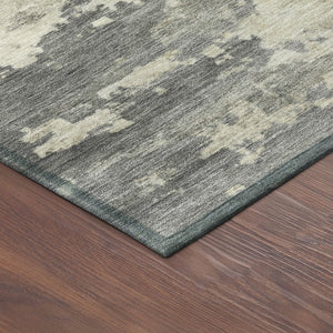 HomeRoots 8' X 10' Modern Pewter Ivory Gold Abstract Washable Area Rug for Indoor & Outdoor Spaces 688930