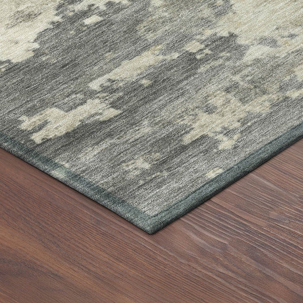 HomeRoots 8' X 10' Modern Pewter Ivory Gold Abstract Washable Area Rug for Indoor & Outdoor Spaces 688930