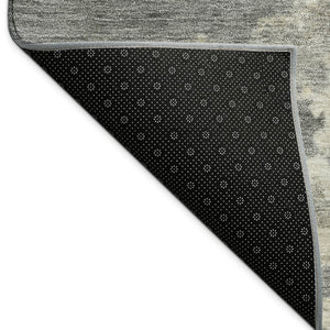 HomeRoots 9' X 12' Stylish Pewter, Ivory & Gold Abstract Area Rug - Washable, Durable for Indoor & Outdoor Use 688931