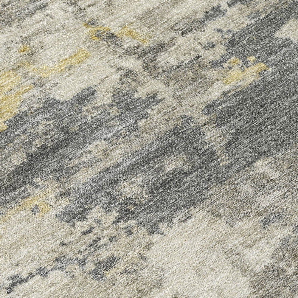 HomeRoots 9' X 12' Stylish Pewter, Ivory & Gold Abstract Area Rug - Washable, Durable for Indoor & Outdoor Use 688931