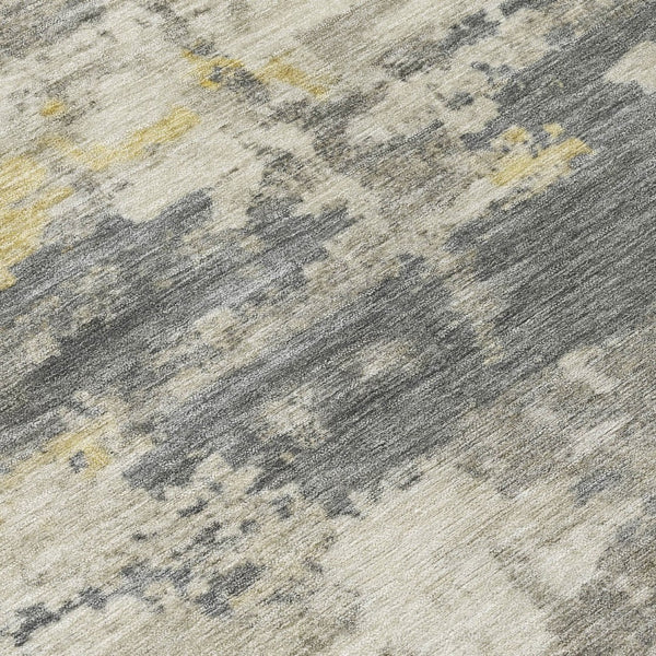 HomeRoots 9' X 12' Stylish Pewter, Ivory & Gold Abstract Area Rug - Washable, Durable for Indoor & Outdoor Use 688931