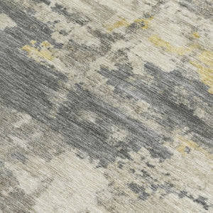 HomeRoots 10' Modern Abstract Washable Area Rug in Pewter, Ivory & Gold - Durable Indoor/Outdoor Decor Piece 688932