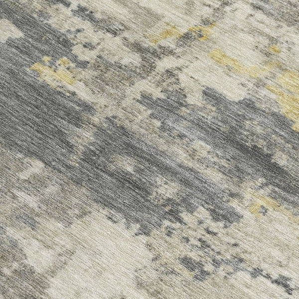 HomeRoots 10' Modern Abstract Washable Area Rug in Pewter, Ivory & Gold - Durable Indoor/Outdoor Decor Piece 688932