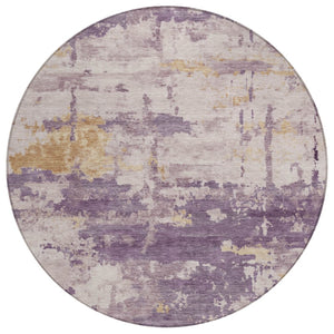 HomeRoots 8' Modern Abstract Round Area Rug in Plum, Ivory & Gold – Washable, Durable & Versatile for Indoors/Outdoors 688935