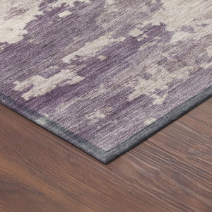 HomeRoots 8' Modern Abstract Round Area Rug in Plum, Ivory & Gold – Washable, Durable & Versatile for Indoors/Outdoors 688935