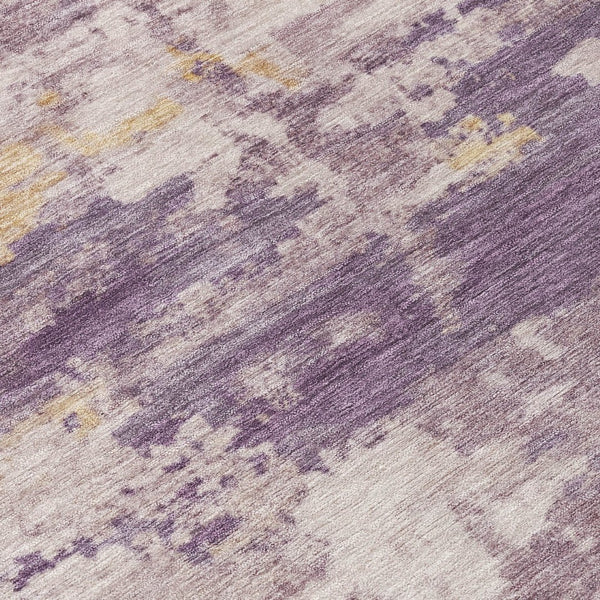 HomeRoots 10' Modern Plum, Ivory & Gold Abstract Washable Area Rug – Durable for Indoor & Outdoor Elegance 688938