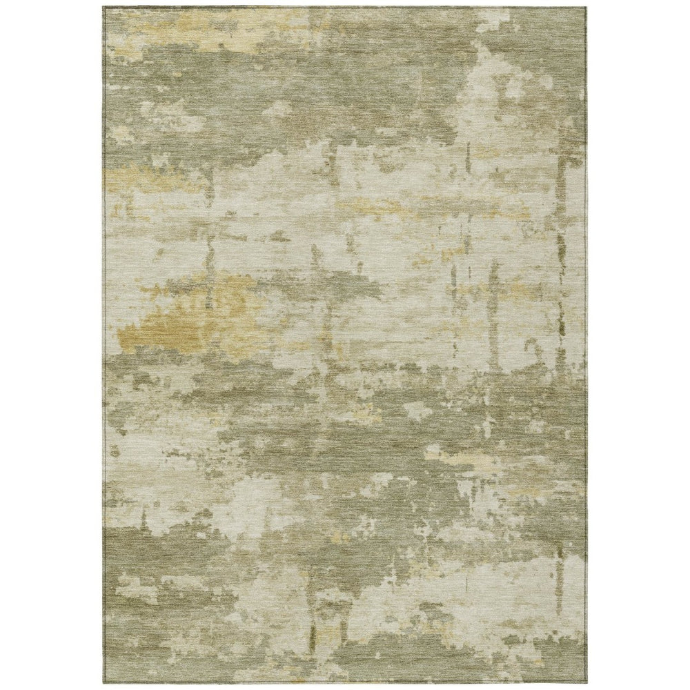 HomeRoots 5' X 8' Sage Ivory Gold Abstract Area Rug - Washable, Durable, Stylish for Indoor & Outdoor Spaces 688940