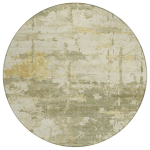 HomeRoots 8' Sage Ivory and Gold Round Abstract Rug - Stylish, Washable Indoor/Outdoor Area Rug for Any Space 688941