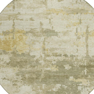HomeRoots 8' Sage Ivory and Gold Round Abstract Rug - Stylish, Washable Indoor/Outdoor Area Rug for Any Space 688941