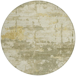 HomeRoots 8' Sage Ivory and Gold Round Abstract Rug - Stylish, Washable Indoor/Outdoor Area Rug for Any Space 688941