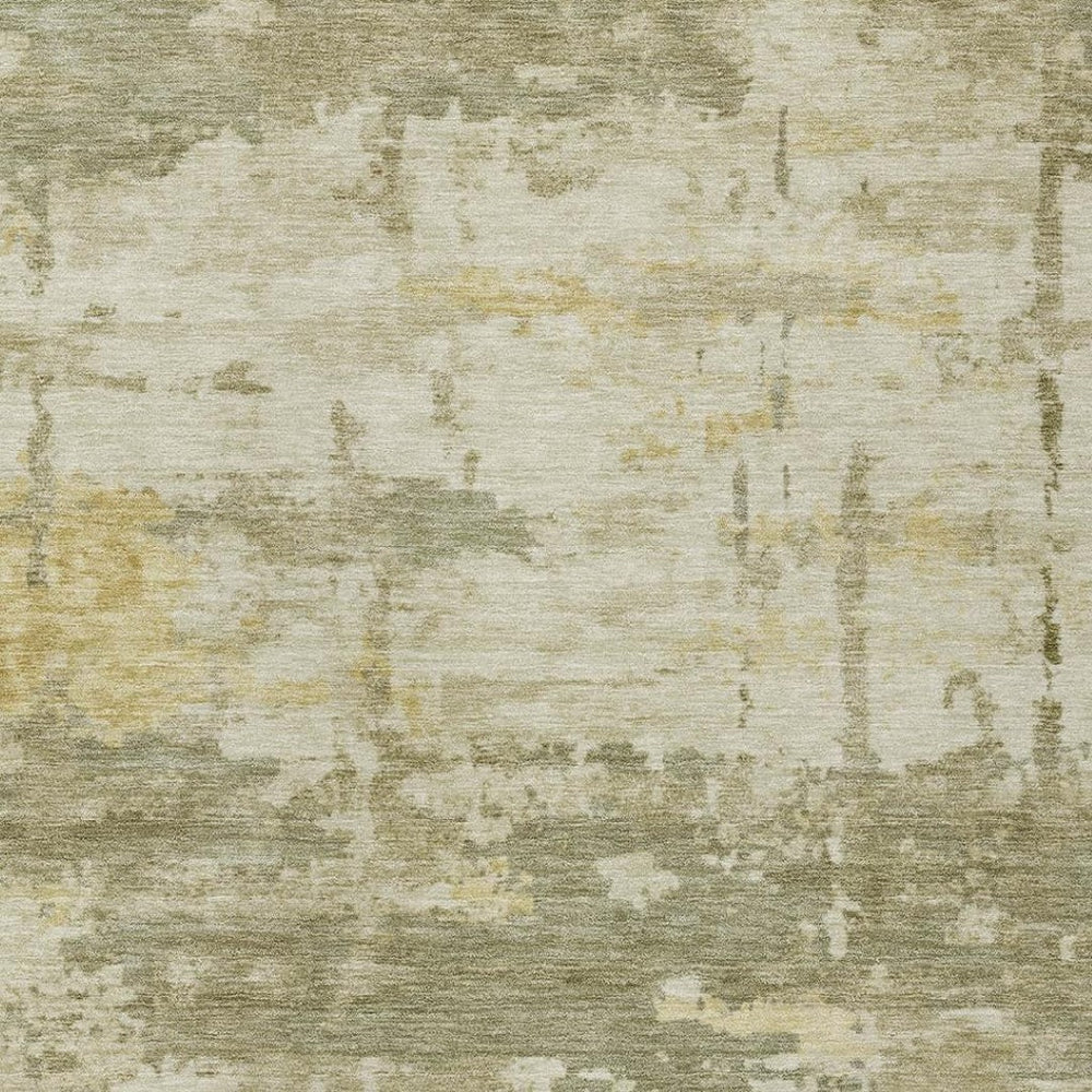 HomeRoots 8' X 10' Stylish Sage Ivory Gold Abstract Washable Area Rug for Indoor & Outdoor High-Traffic Spaces 688942