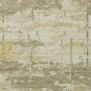 HomeRoots 8' X 10' Stylish Sage Ivory Gold Abstract Washable Area Rug for Indoor & Outdoor High-Traffic Spaces 688942