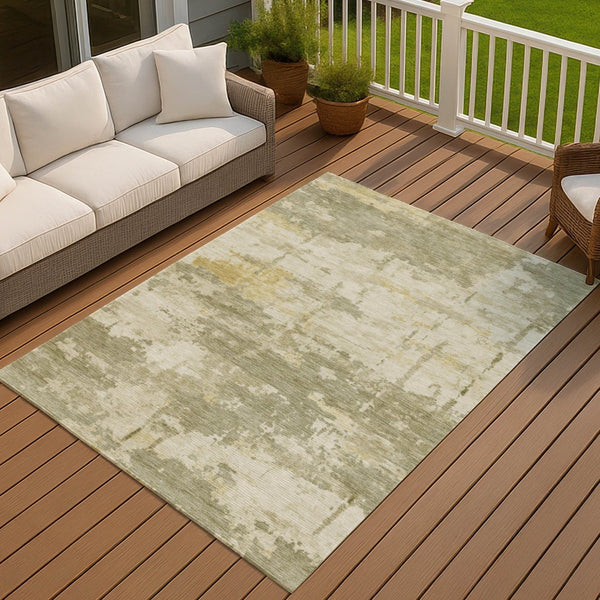 HomeRoots 9' X 12' Sage Abstract Area Rug – Elegant, Washable, Durable for Indoor & Outdoor Spaces, Pet-Friendly 688943