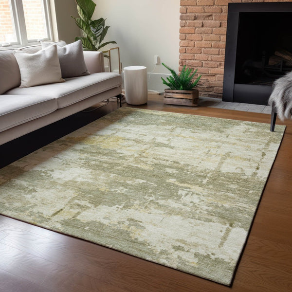 HomeRoots 9' X 12' Sage Abstract Area Rug – Elegant, Washable, Durable for Indoor & Outdoor Spaces, Pet-Friendly 688943