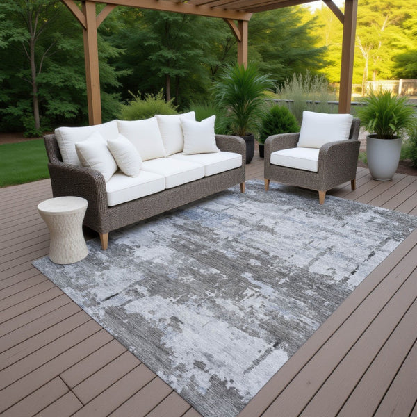 HomeRoots 10' Taupe & Ivory Abstract Washable Area Rug - Perfect for Indoor & Outdoor Use, Easy to Clean! 688950