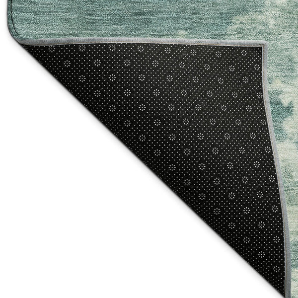 HomeRoots 8' Teal Blue Ivory and Gold Round Rug – Modern Abstract Design, Washable for Indoor/Outdoor Use 688953