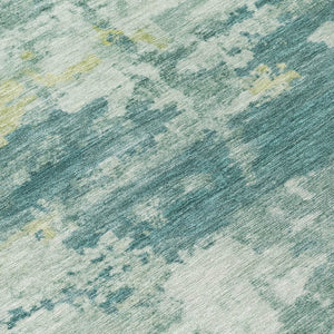 HomeRoots 9' X 12' Teal Abstract Area Rug - Washable Indoor/Outdoor Design, Stain Resistant, Modern Style! 688955