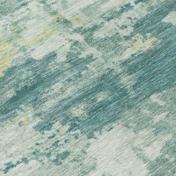 HomeRoots 9' X 12' Teal Abstract Area Rug - Washable Indoor/Outdoor Design, Stain Resistant, Modern Style! 688955