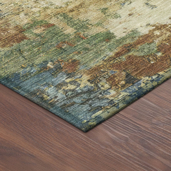 HomeRoots 5' X 8' Washable Beige, Blue & Gray Abstract Area Rug - Durable Indoor/Outdoor Comfort & Style 688958