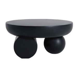 English Elm 27.5" Sculptural Round Coffee Table Hand-painted Gloss Finish for Modern Living Rooms Black N772P384682B