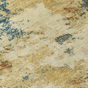 HomeRoots 10' Washable Beige, Blue & Gray Abstract Area Rug for Indoor/Outdoor Use - Durable & Stylish Design 688962