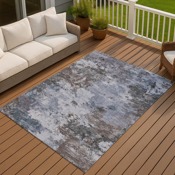HomeRoots 8' X 10' Blue and Gray Abstract Area Rug - Stylish, Washable, Durable for Indoor & Outdoor Spaces 688966