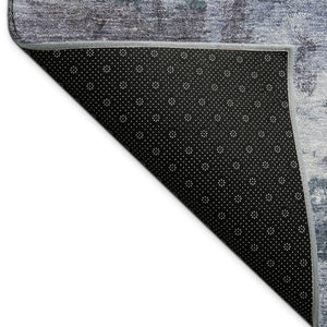 HomeRoots 8' X 10' Blue and Gray Abstract Area Rug - Stylish, Washable, Durable for Indoor & Outdoor Spaces 688966