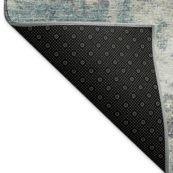 HomeRoots 8' X 10' Denim Blue & Gray Abstract Washable Area Rug - Stylish, Durable for Indoor & Outdoor Use! 688972