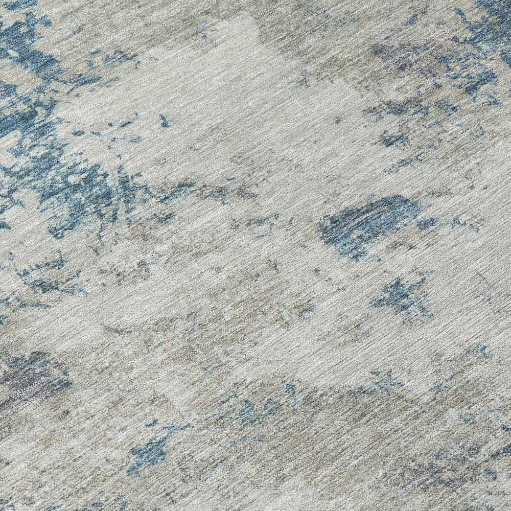 HomeRoots 10' Denim Blue & Gray Abstract Washable Indoor/Outdoor Area Rug – Stylish, Stain-Resistant & Durable! 688974