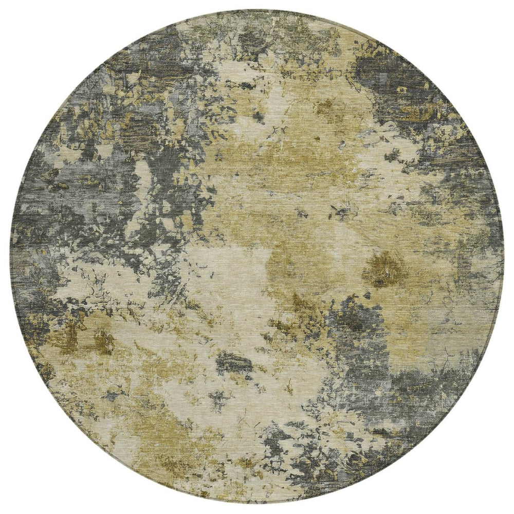 HomeRoots 8' Contemporary Pewter and Gold Abstract Washable Area Rug for Indoor and Outdoor Elegance 688977