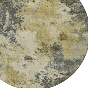 HomeRoots 8' Contemporary Pewter and Gold Abstract Washable Area Rug for Indoor and Outdoor Elegance 688977