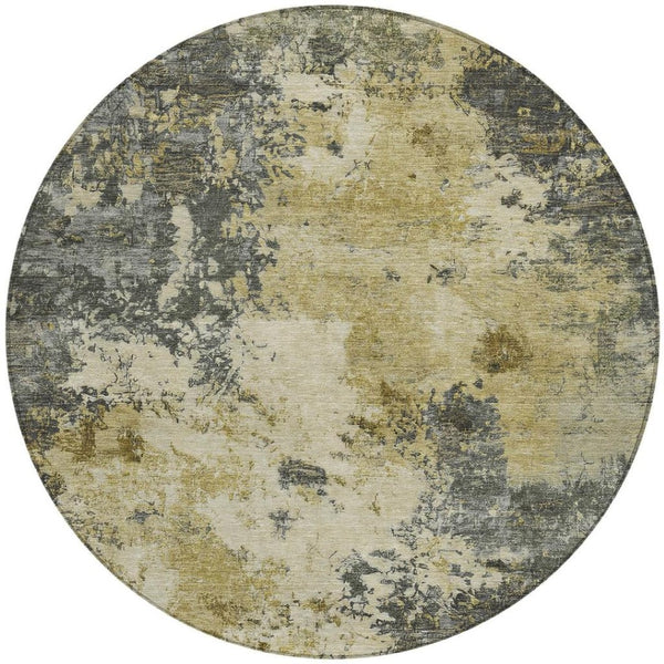 HomeRoots 8' Contemporary Pewter and Gold Abstract Washable Area Rug for Indoor and Outdoor Elegance 688977