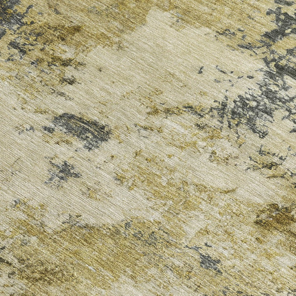 HomeRoots 8' X 10' Pewter and Gold Abstract Area Rug - Durable, Washable, Stylish for Indoor & Outdoor Spaces 688978