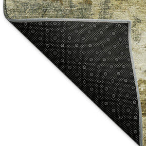 HomeRoots 9' X 12' Stylish Pewter and Gold Abstract Washable Area Rug for Indoor/Outdoor Versatility 688979